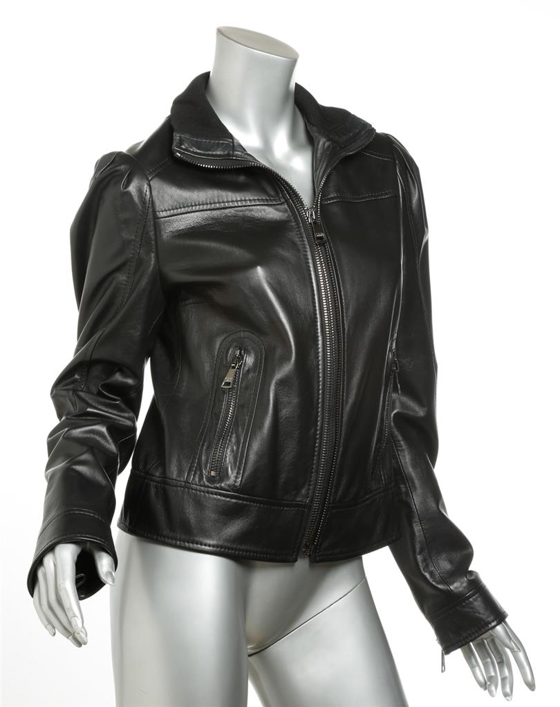 DOLCE & GABBANA Womens Black Leather Zip-Front Jacket Coat US6