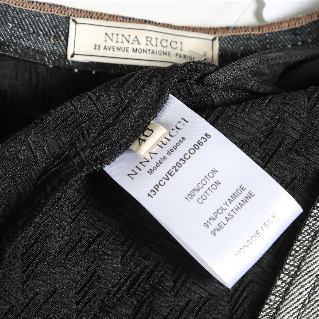 Manteau/Veste Nina Ricci Patchwork Noir Et Denim - Taille US8/FR40 (M) - Style Bomber - Neuf Sans étiquettes