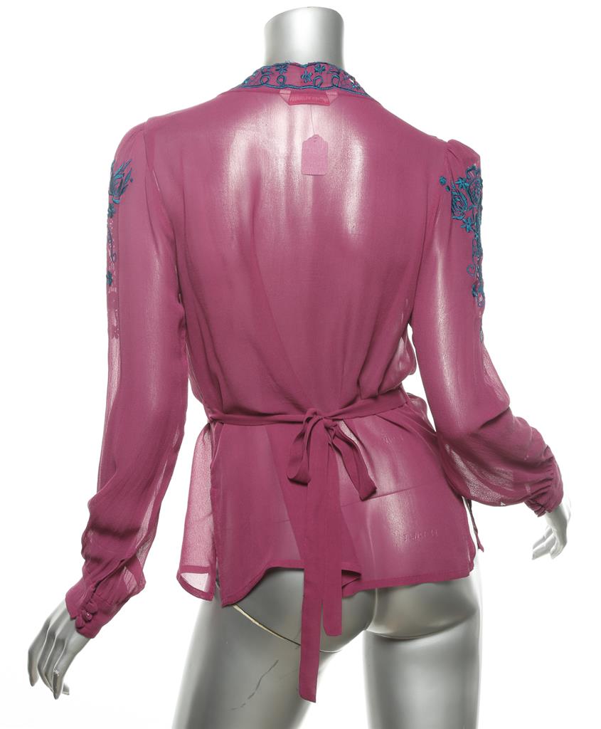 Chemisier Soie Brodé Matthew Williamson Violet Taille US 6 - Haut Femme Occasion Excellent état