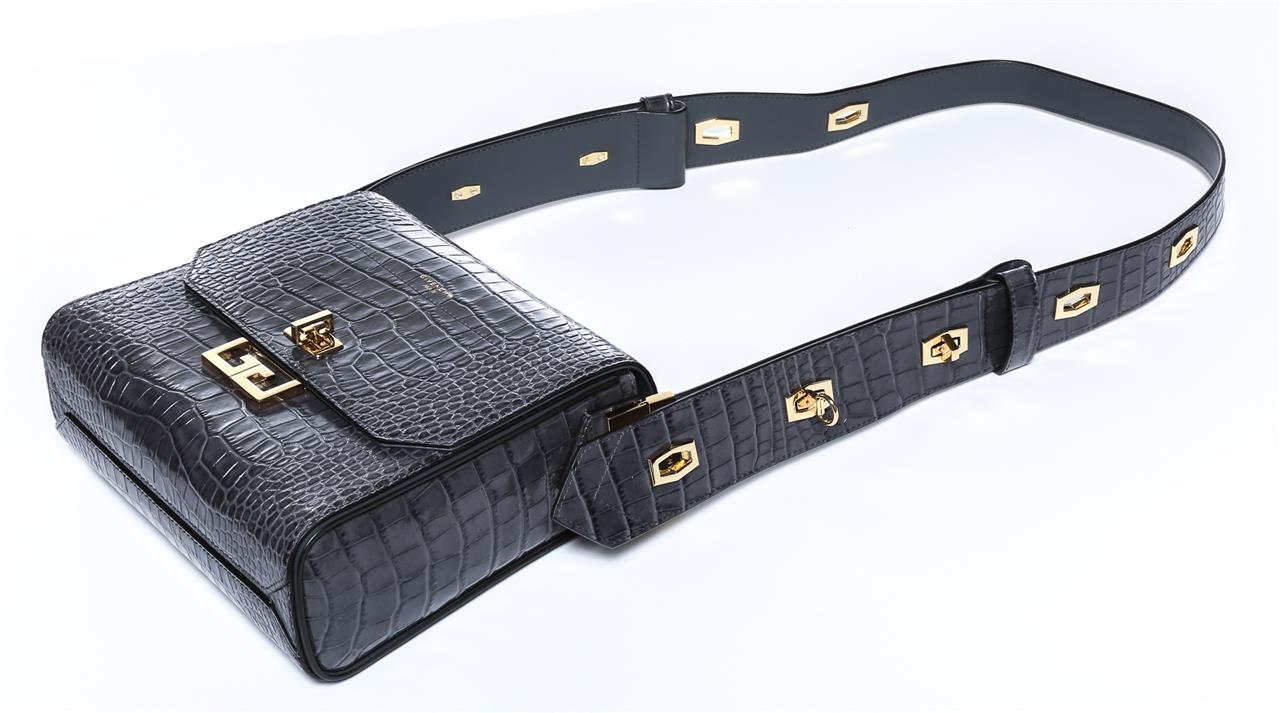 偉大な Gray Croc-Effect Eden GIVENCHY Leather Wide Bag Shoulder バッグ