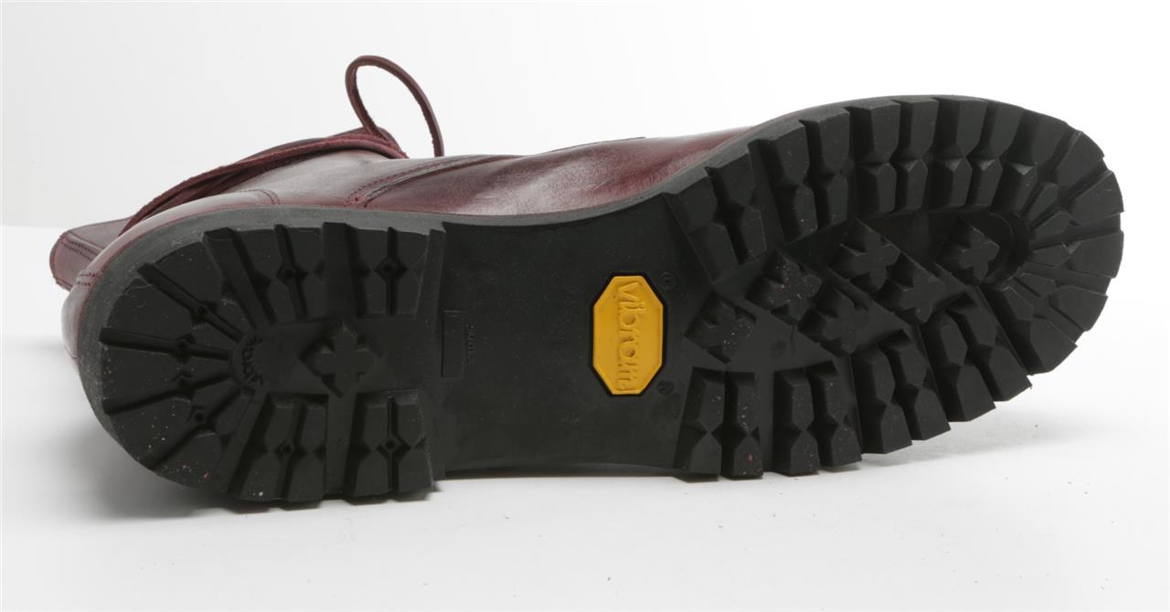 GUIDI Mens Burgundy Calf Polished Full Grain Lace-Up Combat