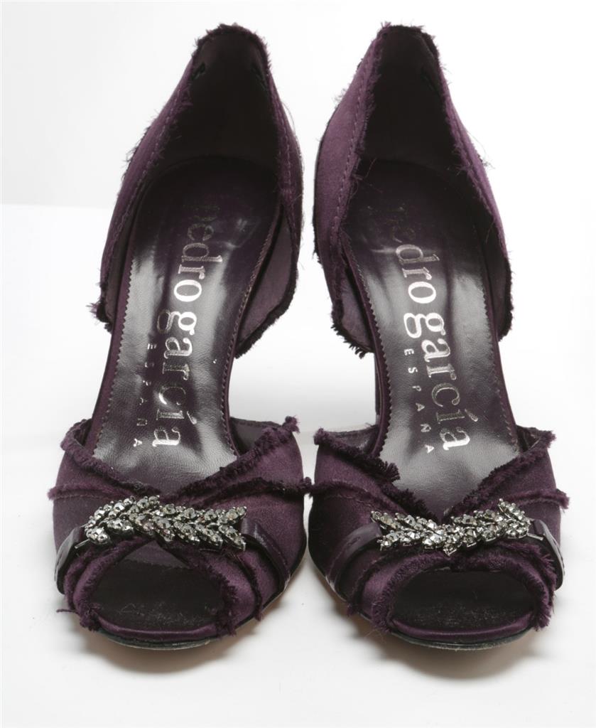 Escarpins Pedro Garcia Violet Satin - Talons Hauts Style D'Orsay - Point Ouvert - Taille 38 - Portés Une Fois