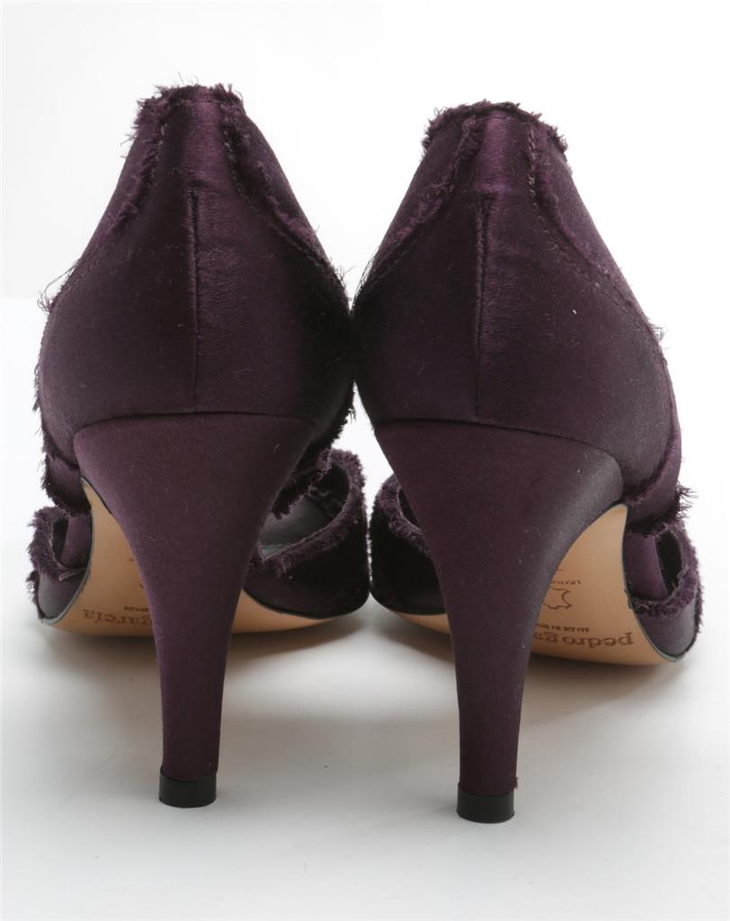 Escarpins Pedro Garcia Violet Satin - Talons Hauts Style D'Orsay - Point Ouvert - Taille 38 - Portés Une Fois