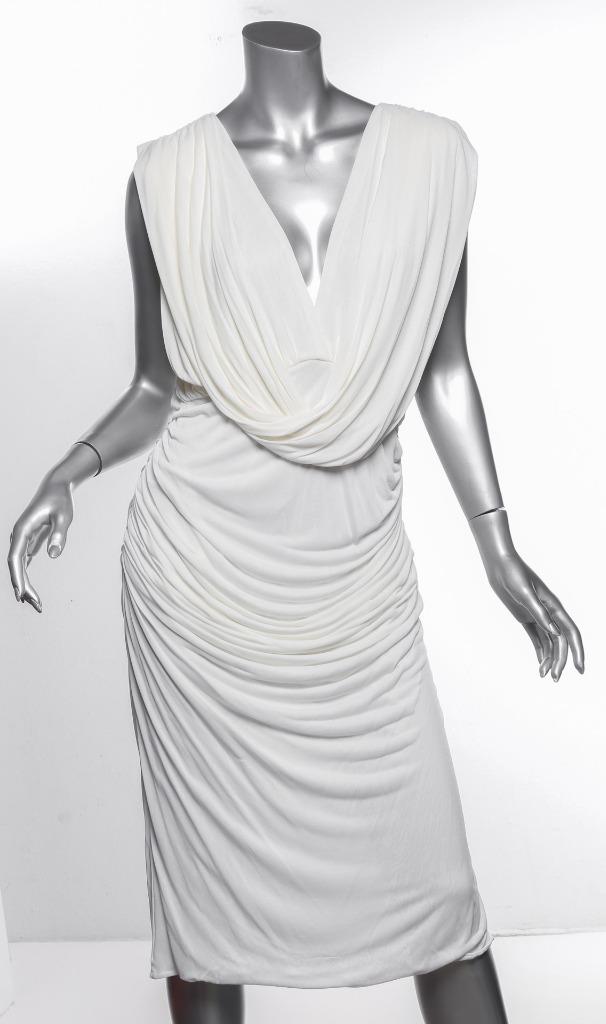 white drape dress