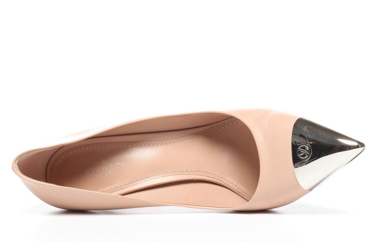 LOUIS VUITTON LV LOGO Womens Blush Pink Silver Pointed-Toe