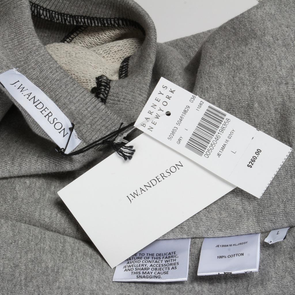 J.W.ANDERSON Mens Grey Cotton Inside Out Logo Sweatshirt