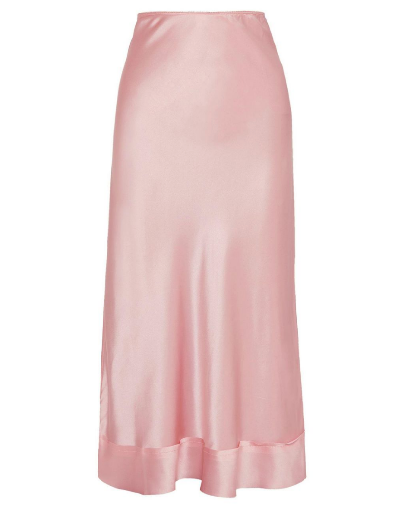 pink satin slip skirt