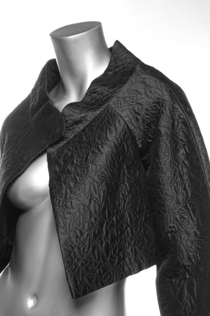 Boléro Femme BARBARA TFANK Noir Brocart Fleuri – Taille 6, Cropped, Neuf Sans étiquettes