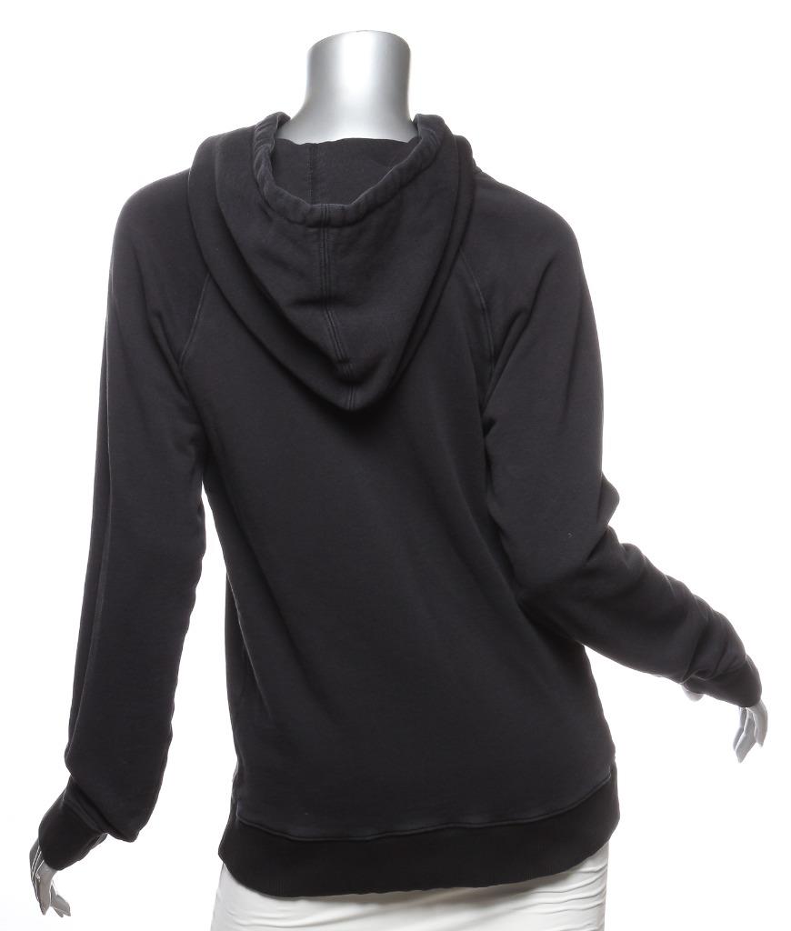 SAINT LAURENT Womens Black Cotton Silver 1971 Logo Hoodie