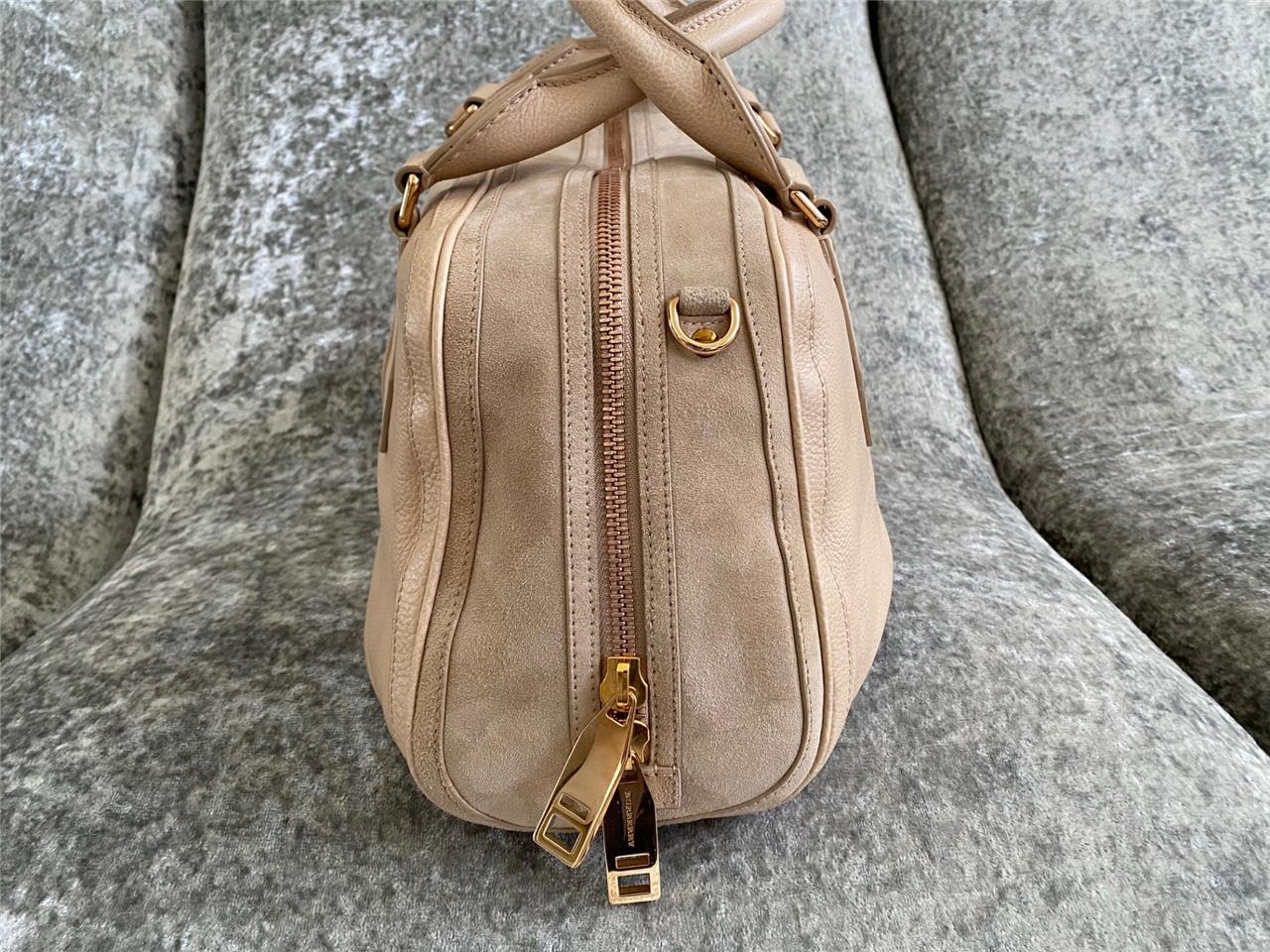BURBERRY COLLECTION BOWLING BAG Leather Suede Shoulder