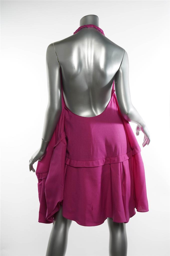 JACQUEMUS Fuchsia Sleeveless Halter Asymmetrical Tulle LA