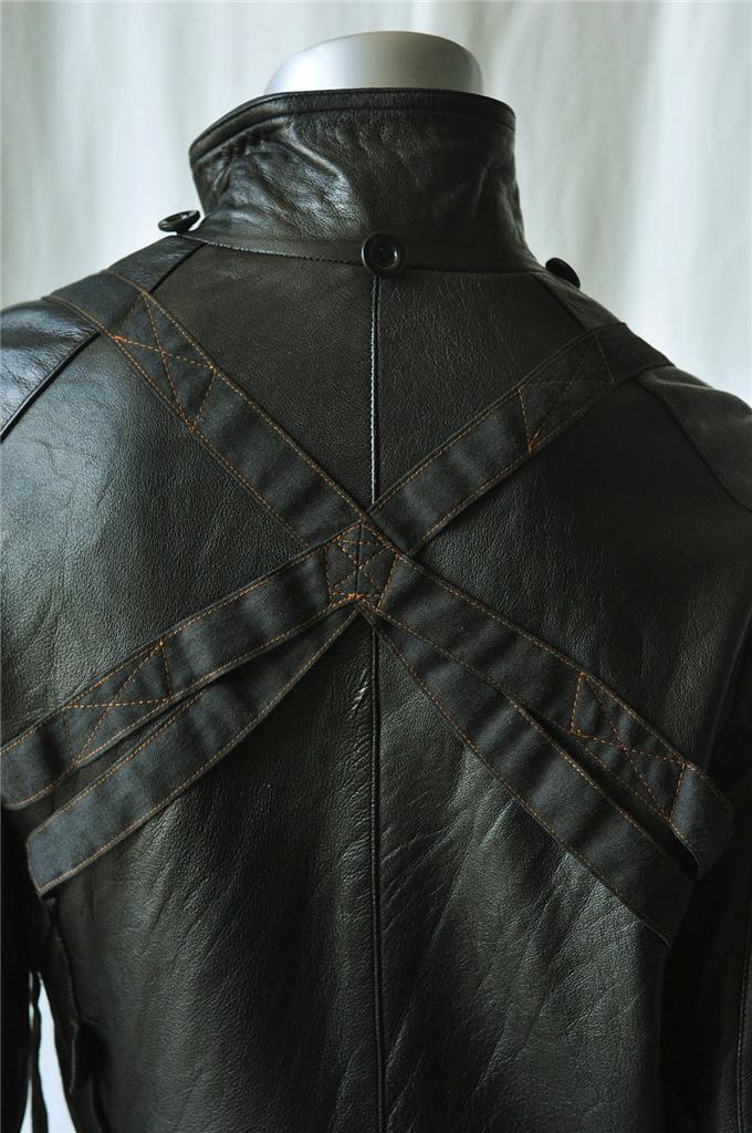 HENRY DUARTE JEANS Black Cargo Leather Jacket Coat S | eBay