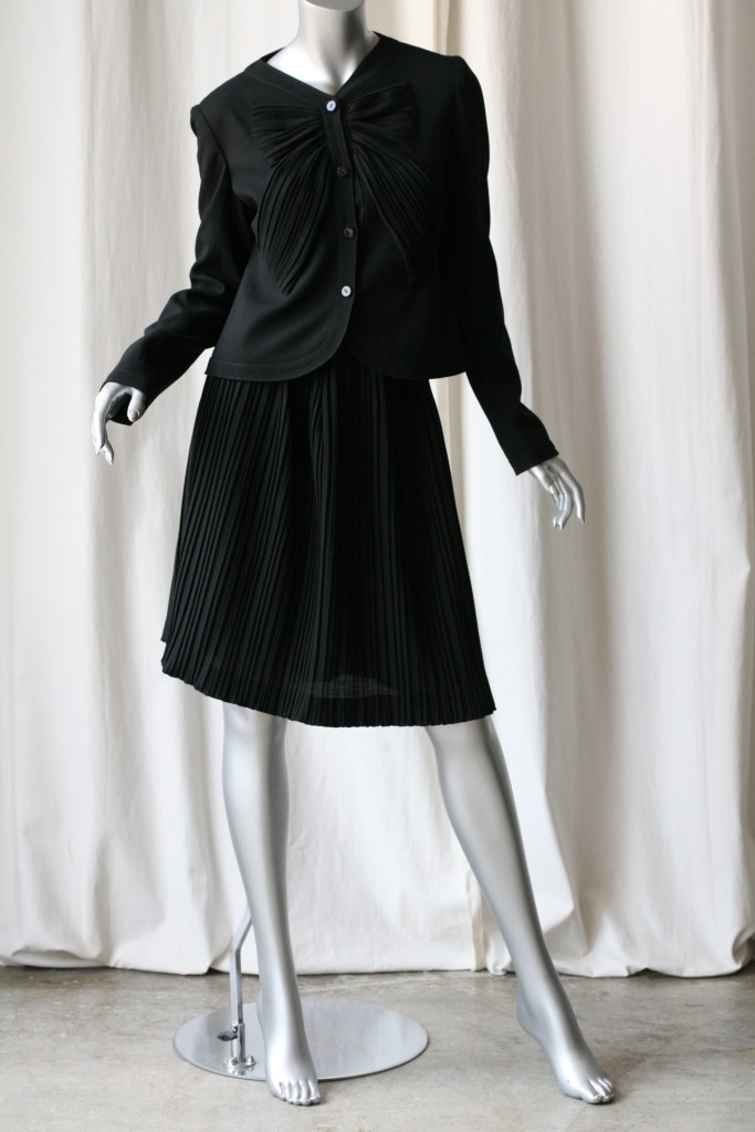 VALENTINO Black Bow Blouse-Top/Jacket+Pleated 2-Piece Skirt Suit Outfit ...