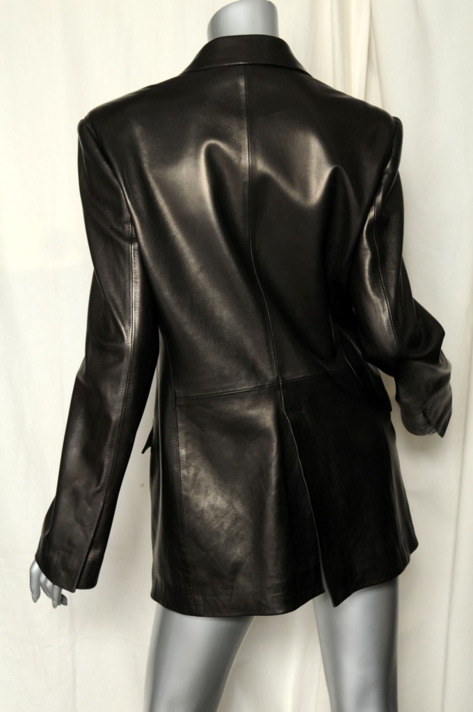 GUCCI Mens/Womens Classic Three Button Black LEATHER TUX BLAZER Jacket ...