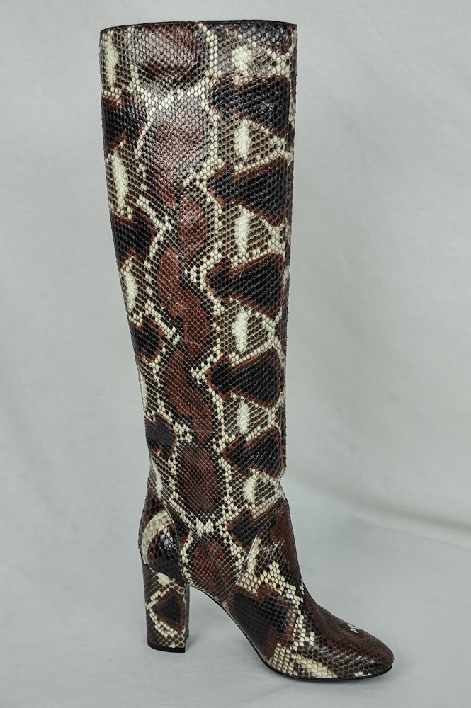 LANVIN Brown Pynthon Snakeskin High Heel Round-Toe Over-The-Knee Tall ...