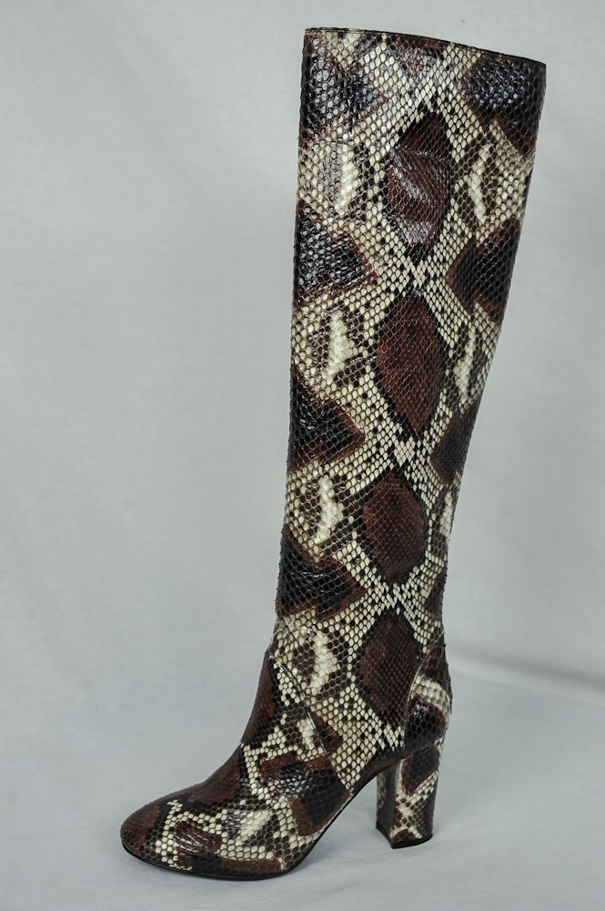 LANVIN Brown Pynthon Snakeskin High Heel Round-Toe Over-The-Knee Tall ...