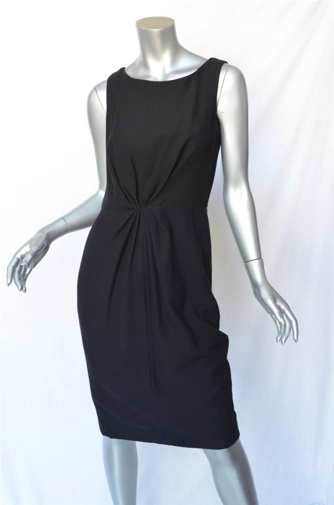 Carolina Herrera Black Wool Sleeveless Ruched Waist Knee Length Lbd This Carolina Herrera Black Dress With A Cute Ruched Waist Is Ultra Versatile Wear It Casually Flat Stry Sandals Or Ballet Flats To Work