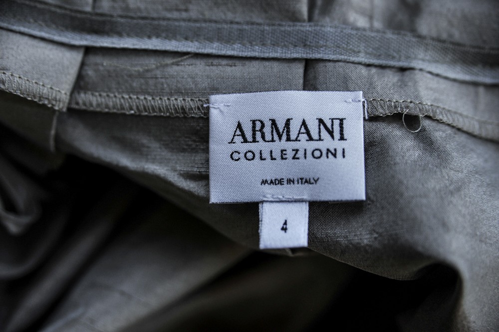 ARMANI COLLEZIONI Taupe RAW SILK Dress Shirt/Blouse+Full Maxi Skirt SET ...