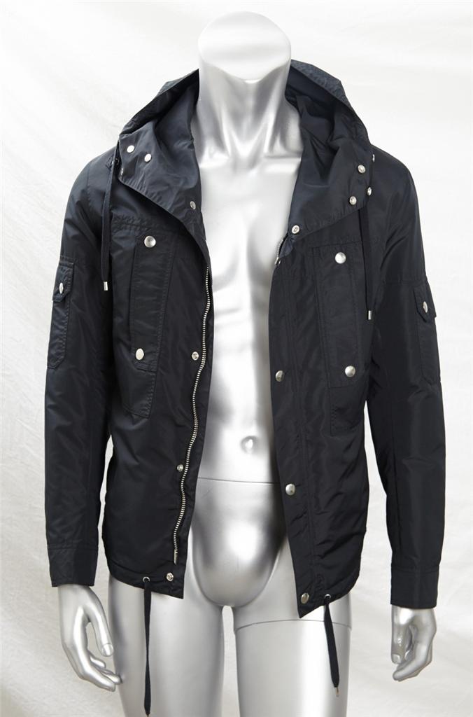 DIOR HOMME Mens Black Hooded Coat Jacket Parka Outerwear Windbreaker 48/S NEW | eBay