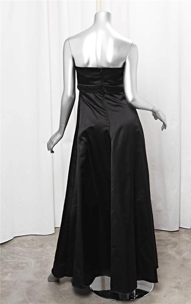 VALENTINO Womens Black Satin Strapless Empire Waist Formal A-Line Gown ...