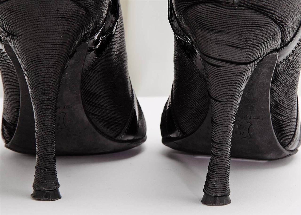Bottines Rochas En Cuir Noir - Taille 38, Talon Haut, Fermeture Zip - Occasion