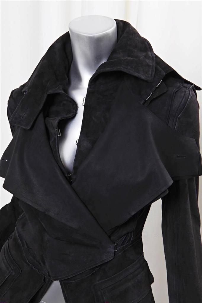 YVES SAINT LAURENT RIVE GAUCHE Womens Black Leather Suede Moto Jacket ...
