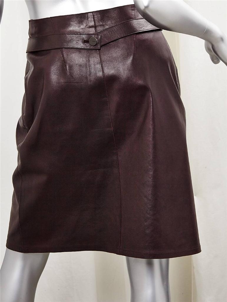CHANEL 1999 Womens Burgundy Leather Lambskin Knee-Length
