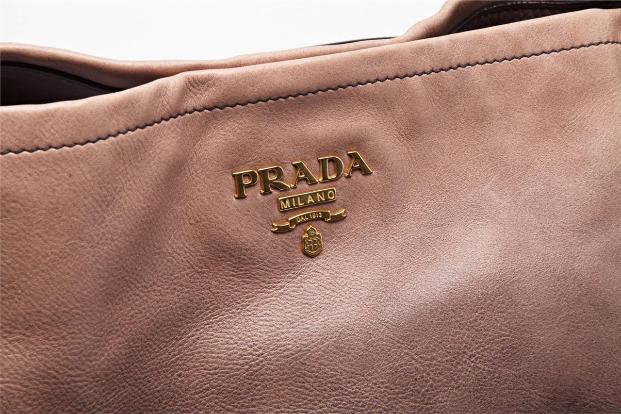PRADA Brown Leather GLACE OMBRE Shopper XLarge Tote Handbag Shoulder ...