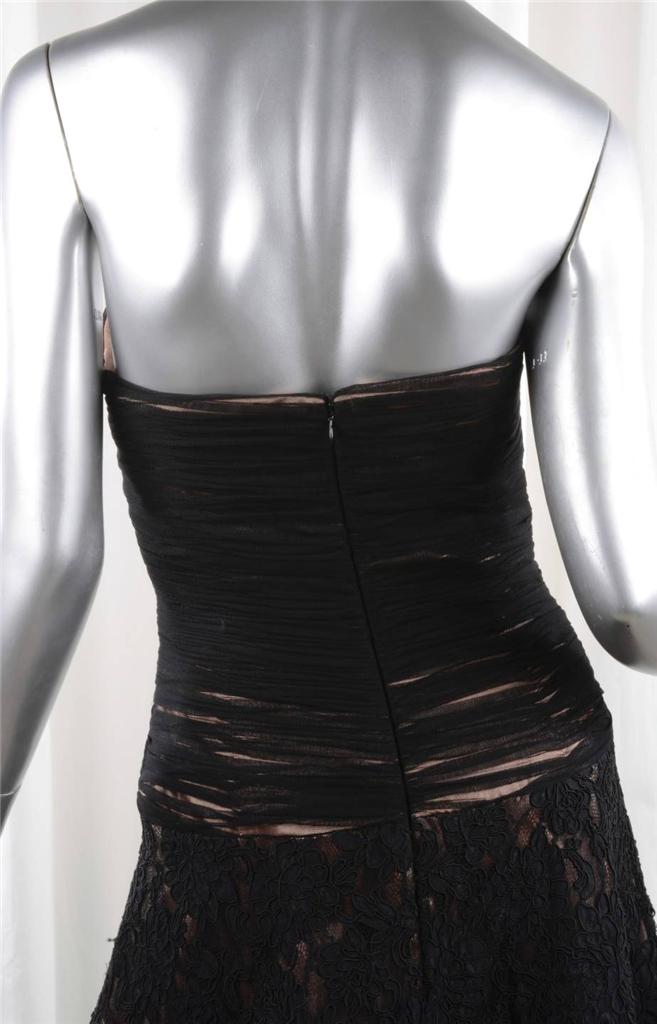 Robe De Soirée Sans Bretelles En Dentelle Noire CARMEN MARC VALVO - Taille US 0