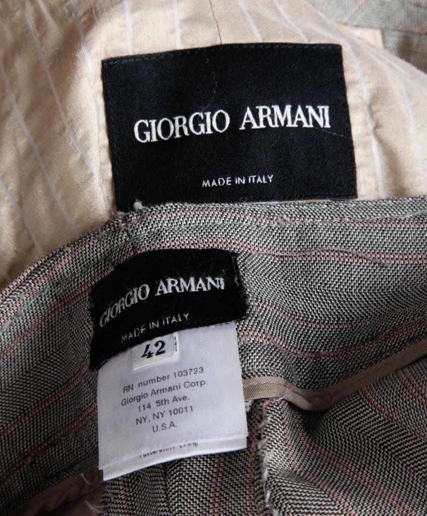 GIORGIO ARMANI BLACK LABEL Womens Gray Plaid Wool Jacket Blazer+Pant ...
