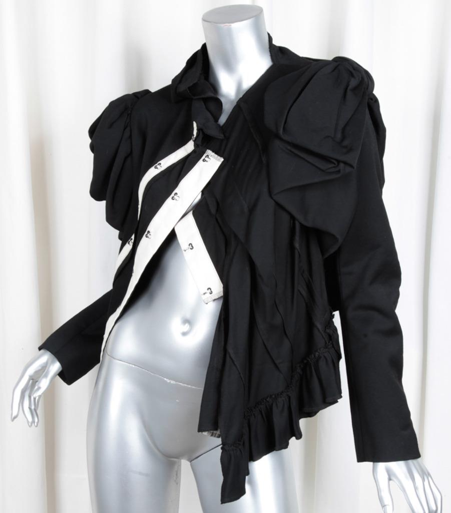 COMME DES GARCONS Womens Black Knit Bow Shoulder Asymmetrical Jacket ...