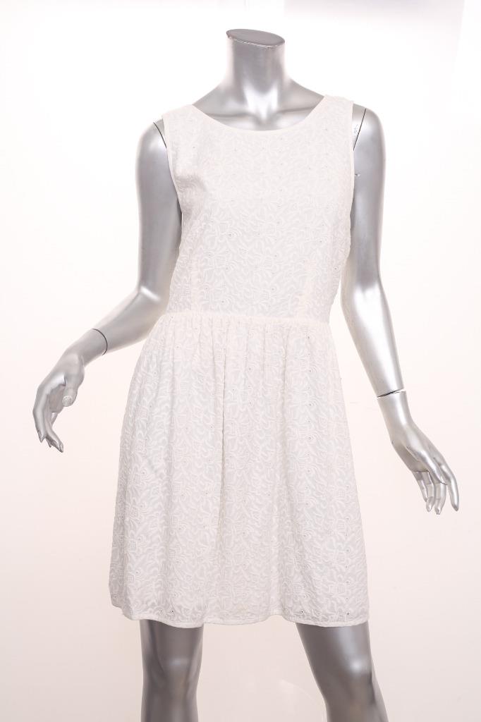 JOIE Womens White Eyelet Embroidered Cotton Sleeveless Fit+Flare Dress L  NEW NWT | eBay