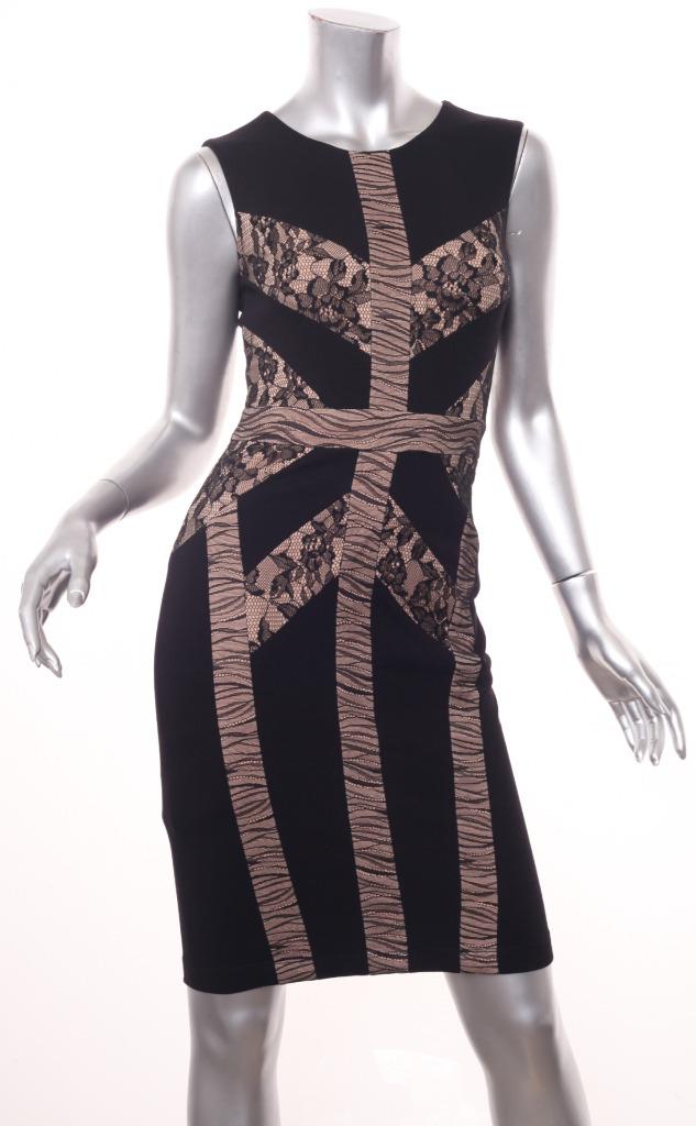 BCBG MAX AZRIA Womens Black Lace Trim Sleeveless Bodycon Dress XXS NEW |  eBay