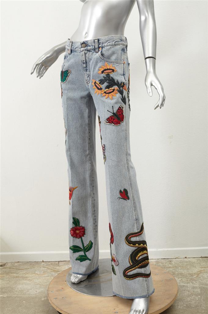 gucci floral jeans