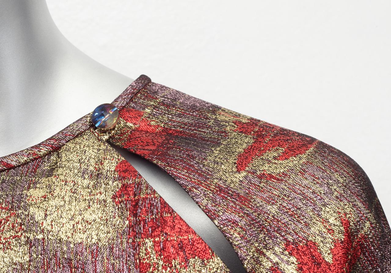 Robe Femme Isabel Marant - Taille 34, Rouge Doré Métallisé Multicolore, Manches Longues - Neuf Sans étiquettes
