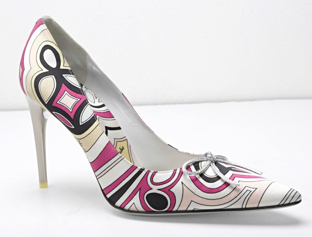 Emilio Pucci Mehrfarbig Aufdruck Satin Hoher Absatz Pumps Emilio Luca , Damen Pumps, Schwarz schwarz Größe: 37.5