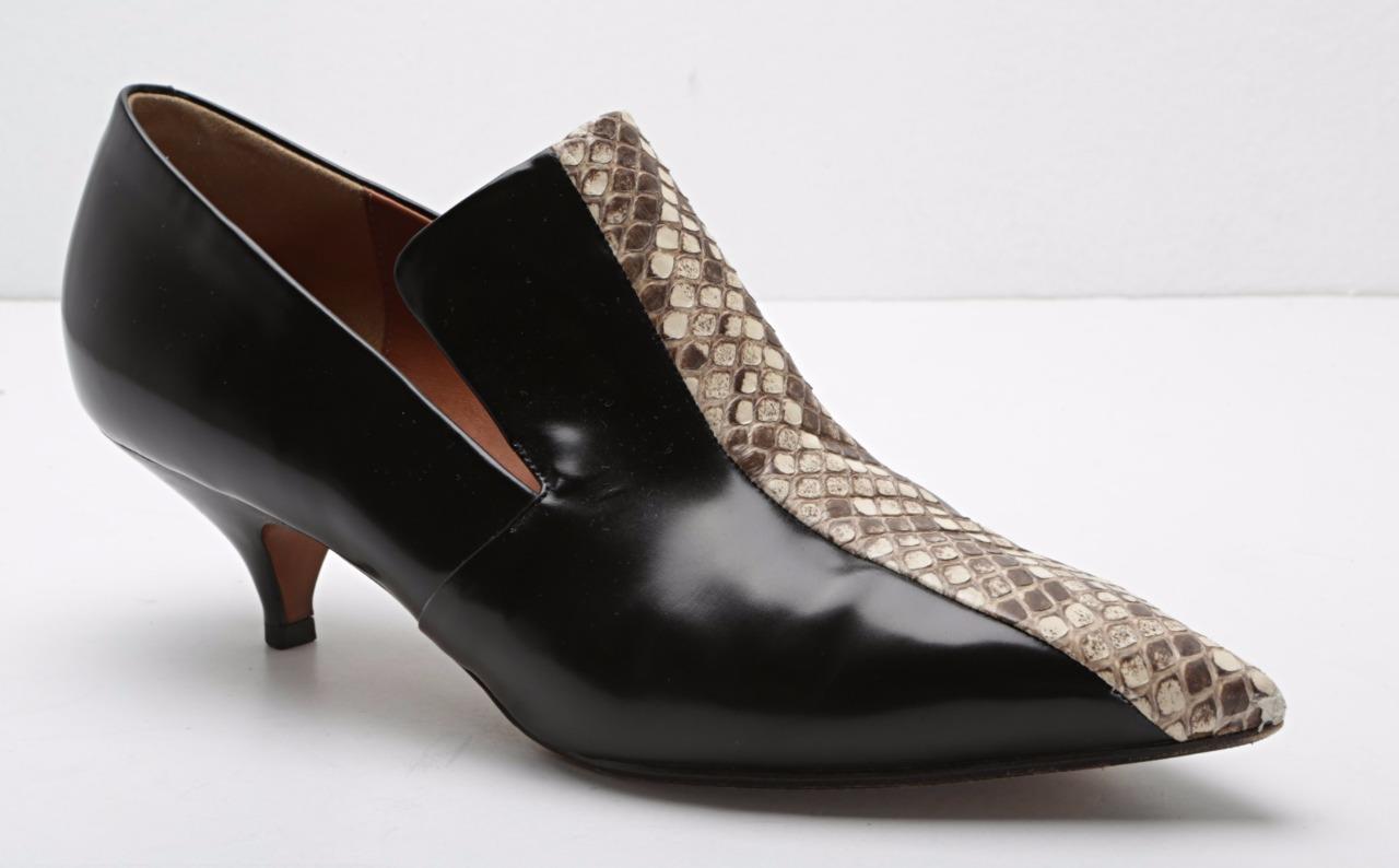 CELINE Womens Black Leather & Snakeskin Pointed Toe Kitten Heel Pumps 9-39 | eBay