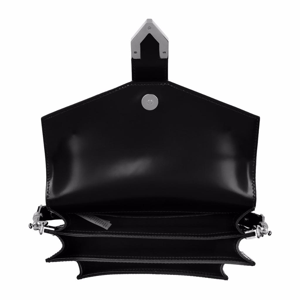 VERSUS VERSACE Black Leather Silver Buckle Structured Giorno