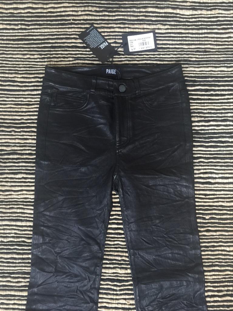 Pantalon Cuir Femme PAIGE Jacqueline Noir - Taille 27 - Neuf Sans étiquettes - Jambes Droites
