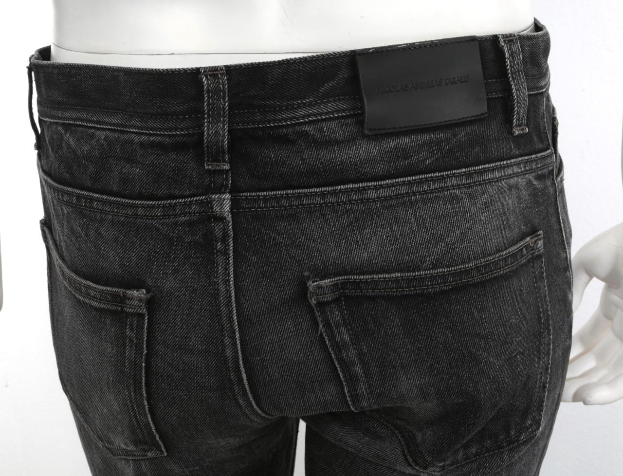 NICOLAS ANDREAS TARALIS Mens Black Grey Distressed Slim Leg Denim