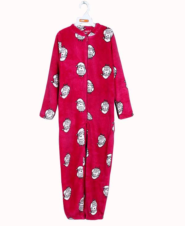 J01 Teenage Girl's Soft Coral Fleece Onepiece Pajamas Pyjama Size 10 12