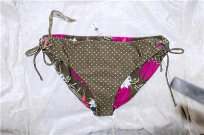 Fat Face Dotty Bikini Bottoms Side Tie White with Pink Spots Size 18 BNWT