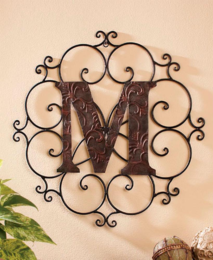 MONOGRAM LETTER M WALL HANGING SCROLLWORK DESIGN HOUSEWARMING WEDDING
