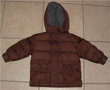 Infant Boys 18 24 Months Removable Hood Dark Brown Winter Down Filled Coat Gap Ebay
