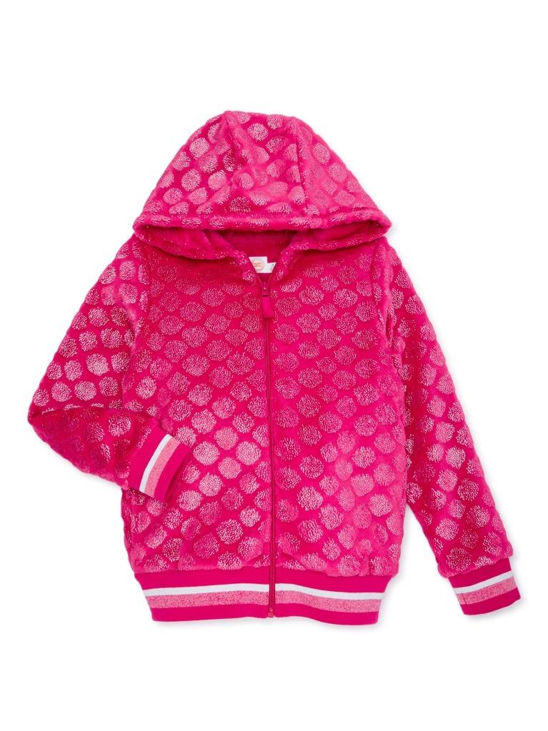 NEW  Choose Girls Plus Large 10/12 or XL 14/16 Sparkly Soft Plush Hooded Jacket 