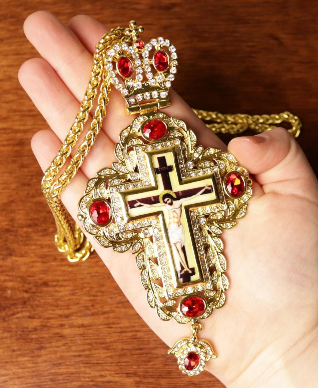 Anglican Gold Plated Ornate Brass Bishop s Pectoral Cross Pendant W anglican-gold-plated-ornate-brass-bishop-s-pectoral-cross-pendant-w
