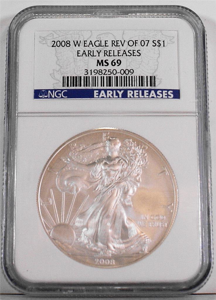 激レア/箱付　フランク・コジック 8インチ Qee Anarqee 2007年製 2008-W Reverse Of 2007-W $1 1 oz Burnished Silver Eagle NGC MS 69