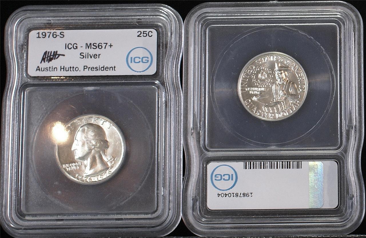 1976-S 25c Bicentennial High Grade Washington Quarter ICG MS 67+ A