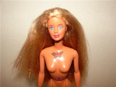 Details Zu Mattel Butterfly Art Tattoo Barbie Nude Crimped Hair 1966 Body Style 1991 Head
