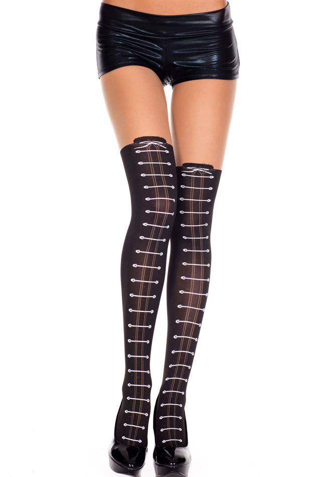 styles spandex pantyhose w a faux thigh high